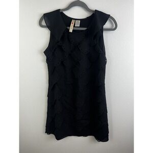 Alice Moon tank dress women teen small black layered collared scoop neck stretch